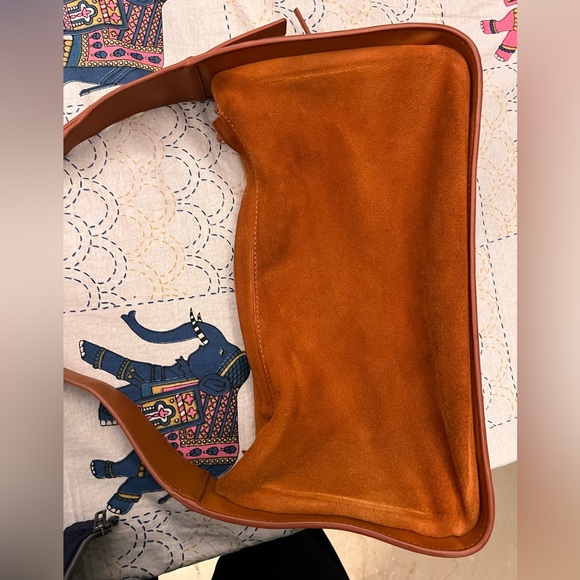 Suede leather MANGO handbag in tan colour - Picture 3 of 4